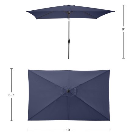 Alaterre Furniture 6 Piece Set, Okemo Table with 4 Chairs, 10-Foot Rectangular Umbrella Navy ANOK01RE12S4
